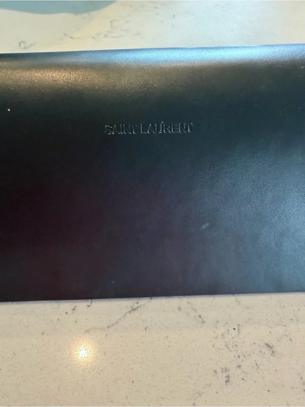 Saint Laurent Black Leather Eyewear Case with Gold Logo